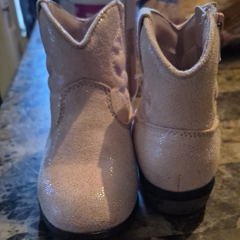 Pink Suede Ankle Boots with Western Design